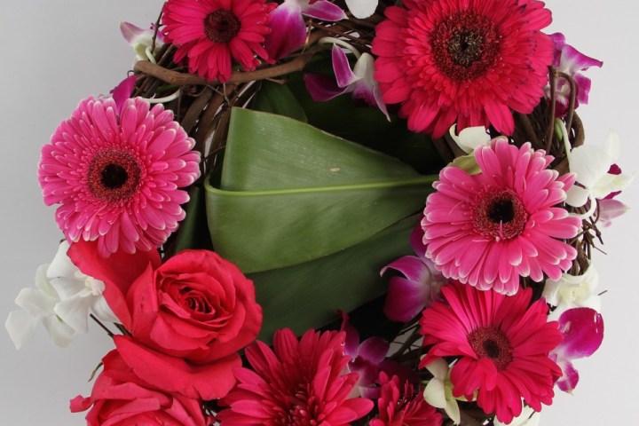 a bouquet of pink flowers