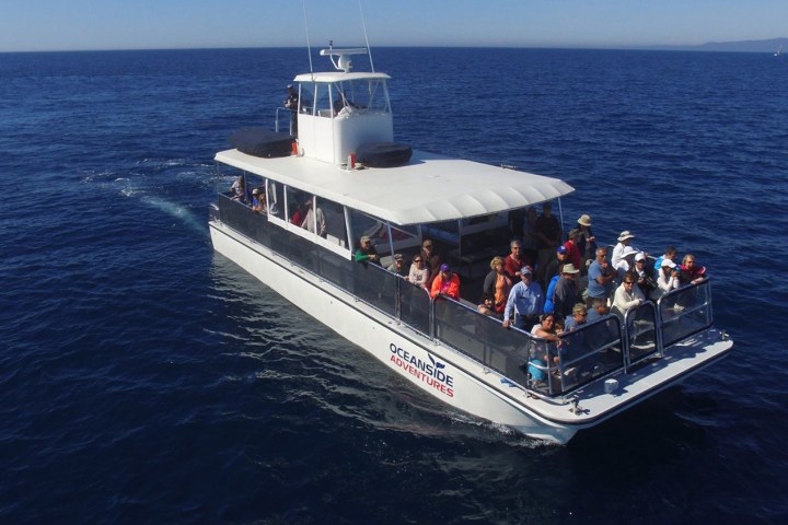 a small boat in a large body of water