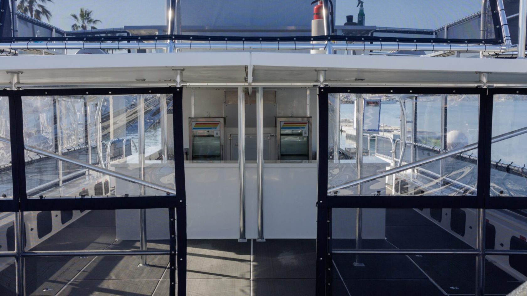 a boat sitting on top of a building